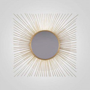 Зеркало дизайнерское солнце “STJERNE”, цвет рамы латунь, 120х120 см